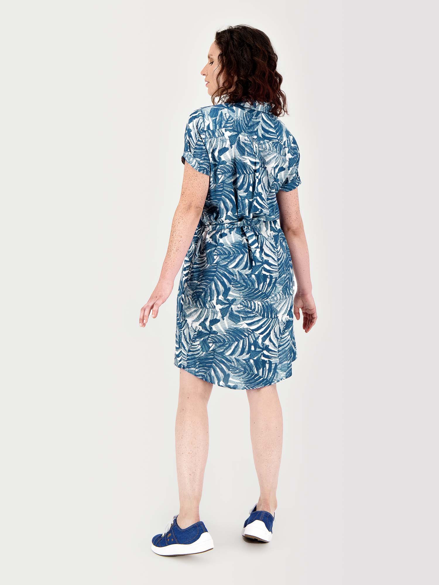 Robe Chemise Femme Motif Floral Bleu