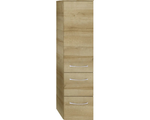 Pelipal Sunline 114 badkamermeubelset, BxHxD 112 x 200 x 46 cm, frontkleur: Riviera eiken, 4-delige badkamermeubelset met witte keramische wastafel en badmeubel, spiegelkast met LED-verlichting, wandkast