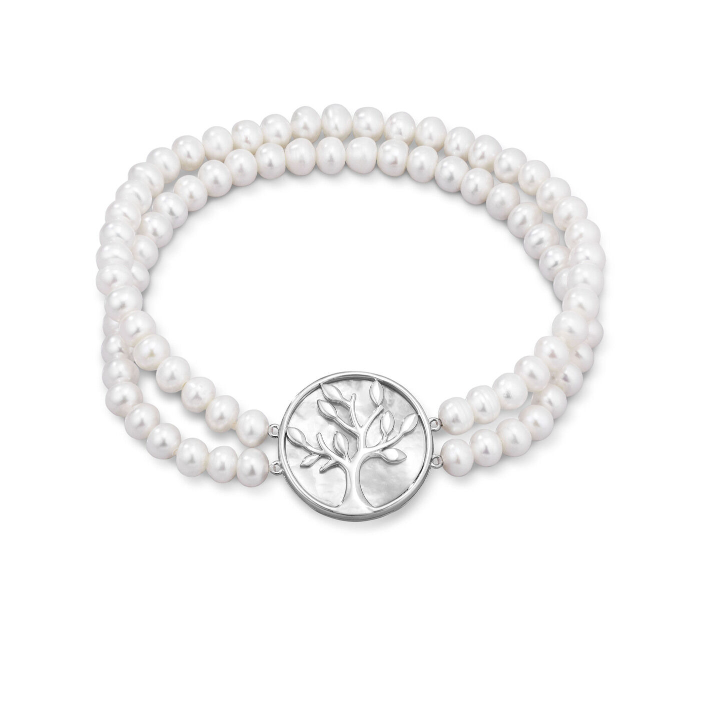 Elastisches 2-reihiges Armband mit Süsswasser-Zuchtperlen