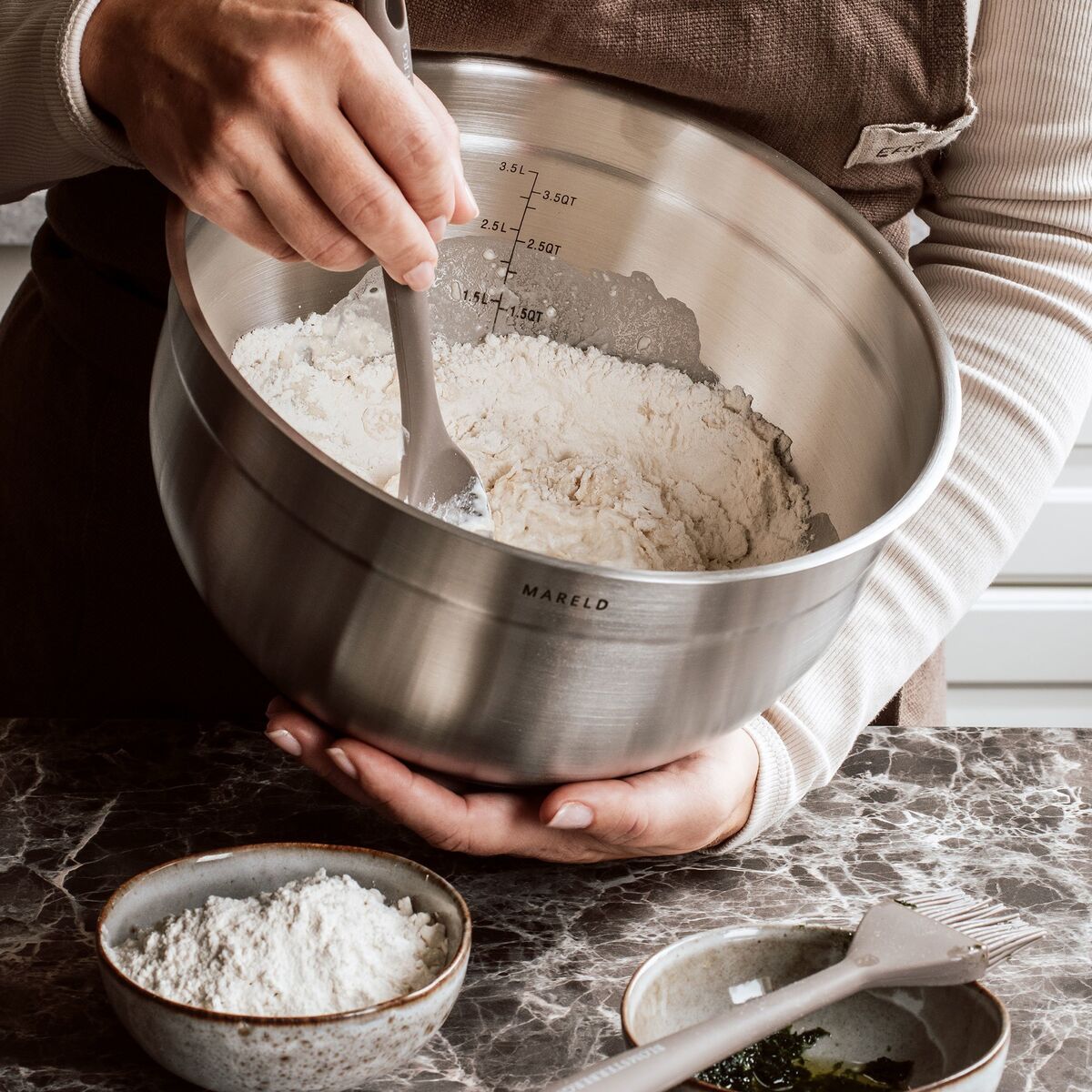 Boller i rustfritt stål, 3 stk