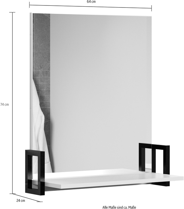 welltime Badspiegel »Malcesine« Badspiegel mit Ablage in Dunkeltürkis - Masse (B/T/H) 64/24/74 cm
