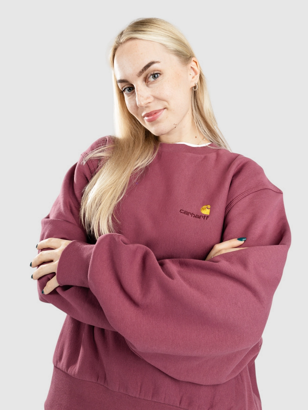 Carhartt WIP American Script Sweater dusty fuchsia