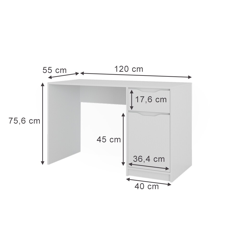 Vicco Schreibtisch Ruben 120 x 55 cm mit Schublade