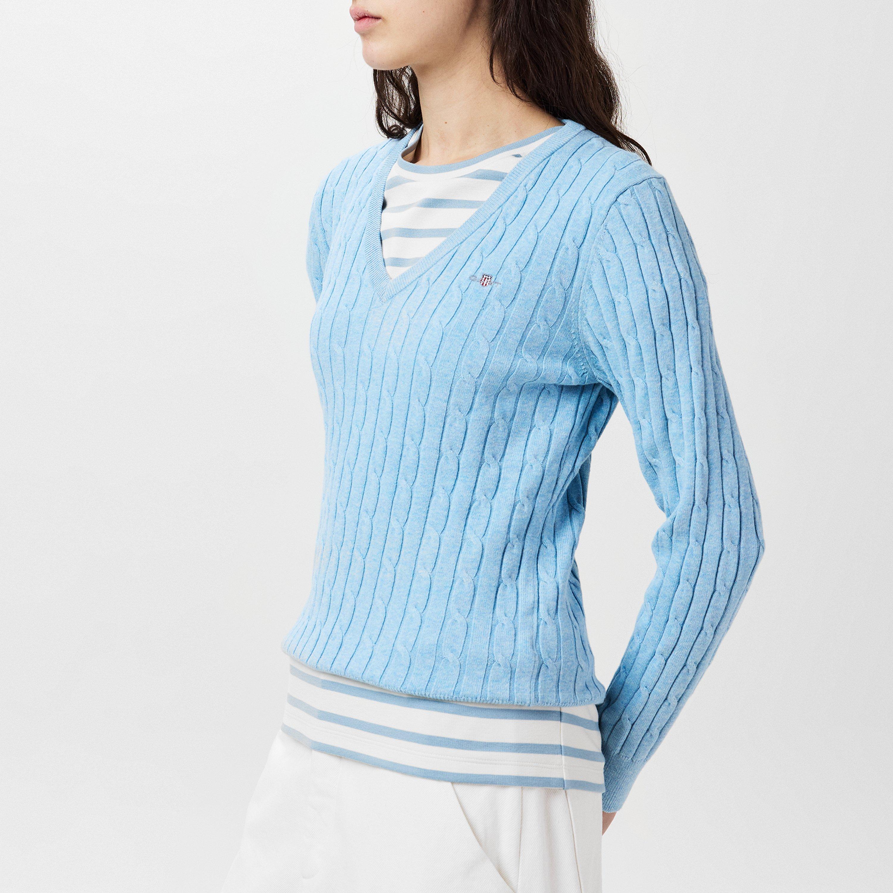 Gant STRETCH COTTON CABLE V-NECK PEACHY