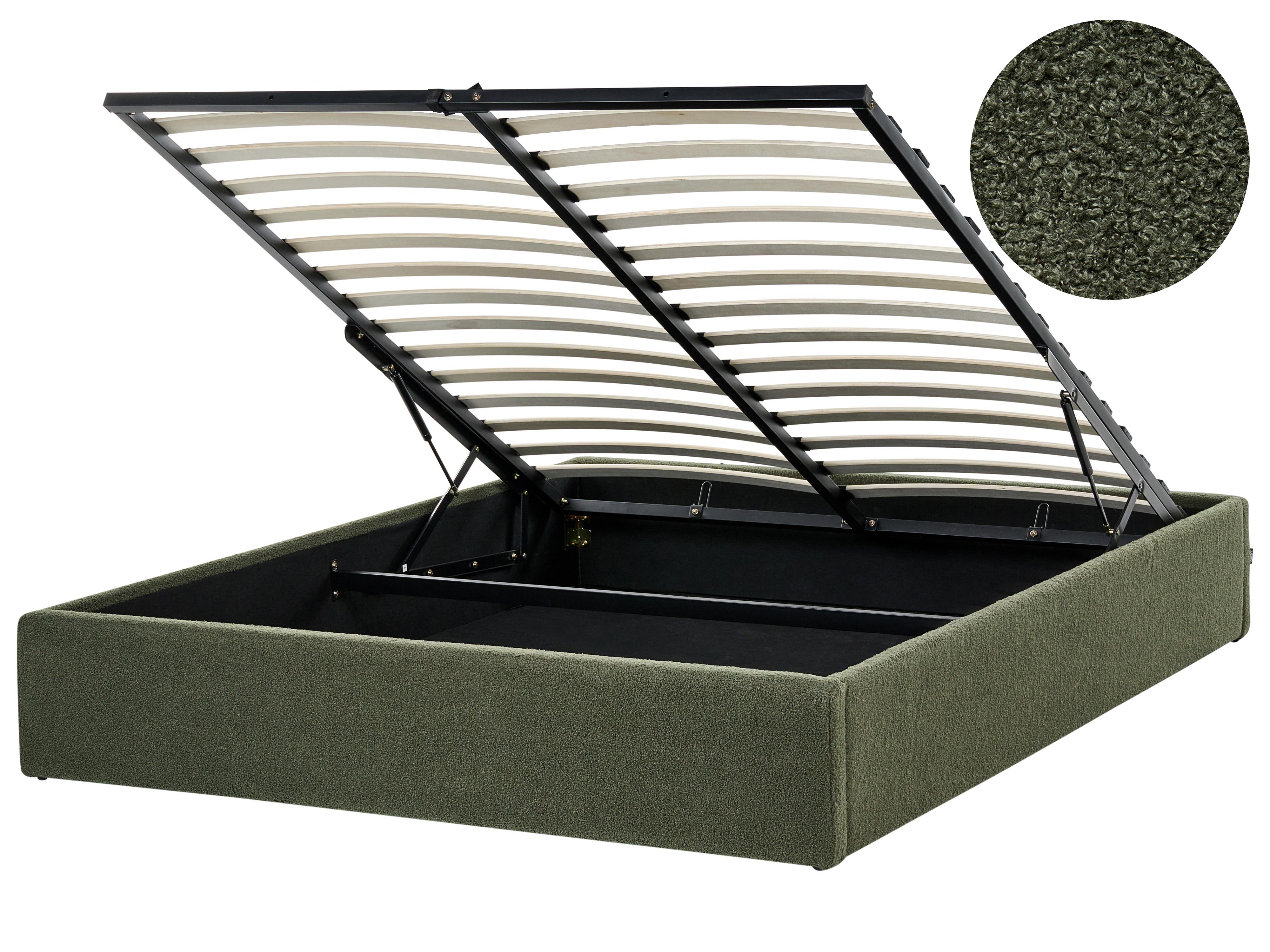 Opbergbed zonder hoofdbord Bouclé DINAN 160 x 200 cm Donkergroen
