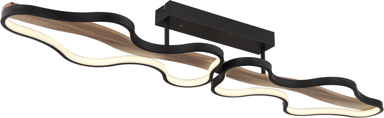 LED-Deckenleuchte - schwarz matt - Holzoptik - 112 cm