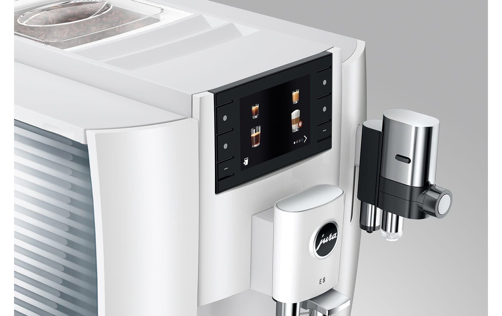 Kaffeevollautomat E8 Piano Withe (SC)<br>Zweitassen-Vollautomat für 17 verschiedene Kaffee- und Milchgetränke
