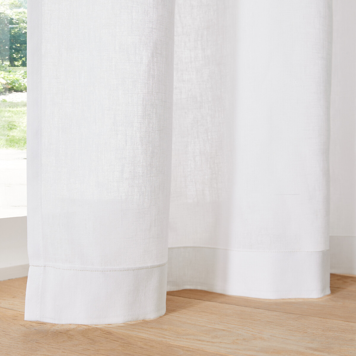 LA REDOUTE INTERIEURS<br>Cortina de meio linho com acabamento em laços e ilhós, Lincot