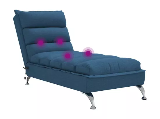 Chaise longue de massage avec coussins bleu tissu