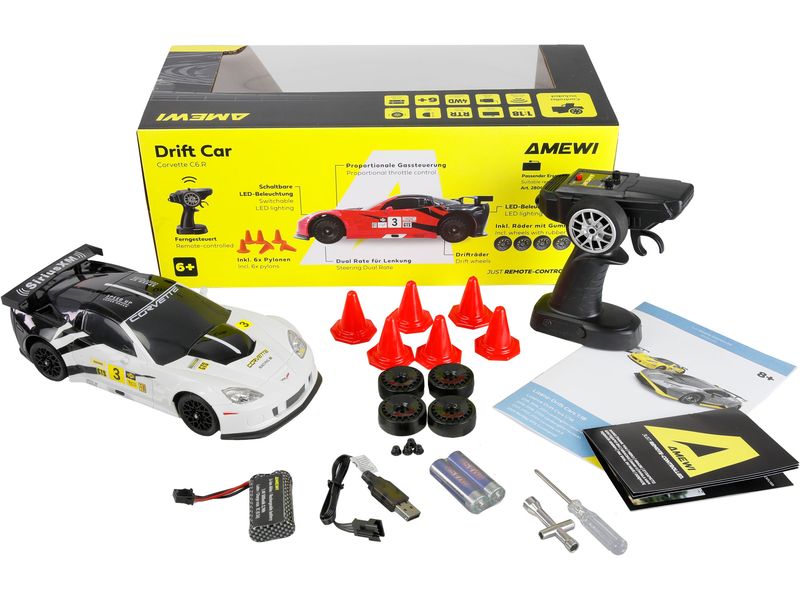 Amewi Drift Corvette C6.R 1:18 RTR Weiss Driftfahrzeug