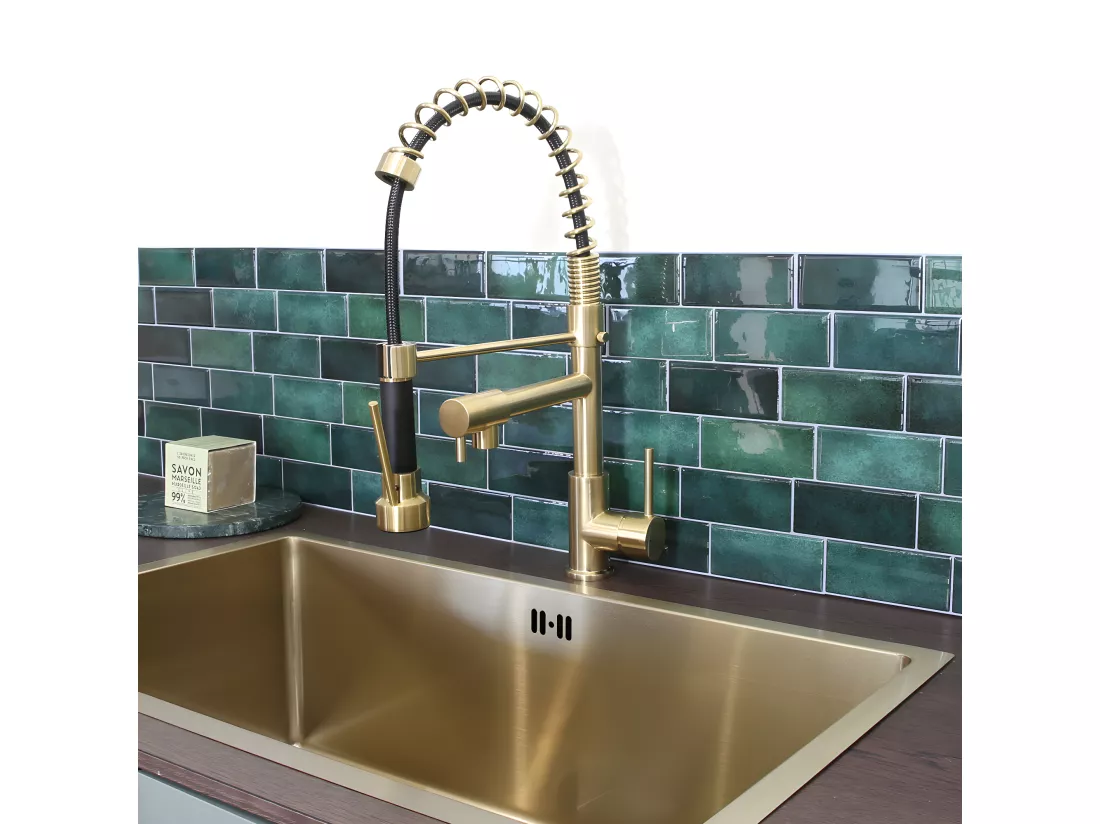 Big Pro mitigeur évier à douchette mobile or - Essebagno