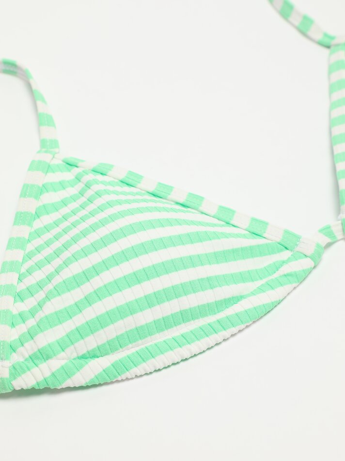 Top de biquíni listrado - Branco-creme/verde
