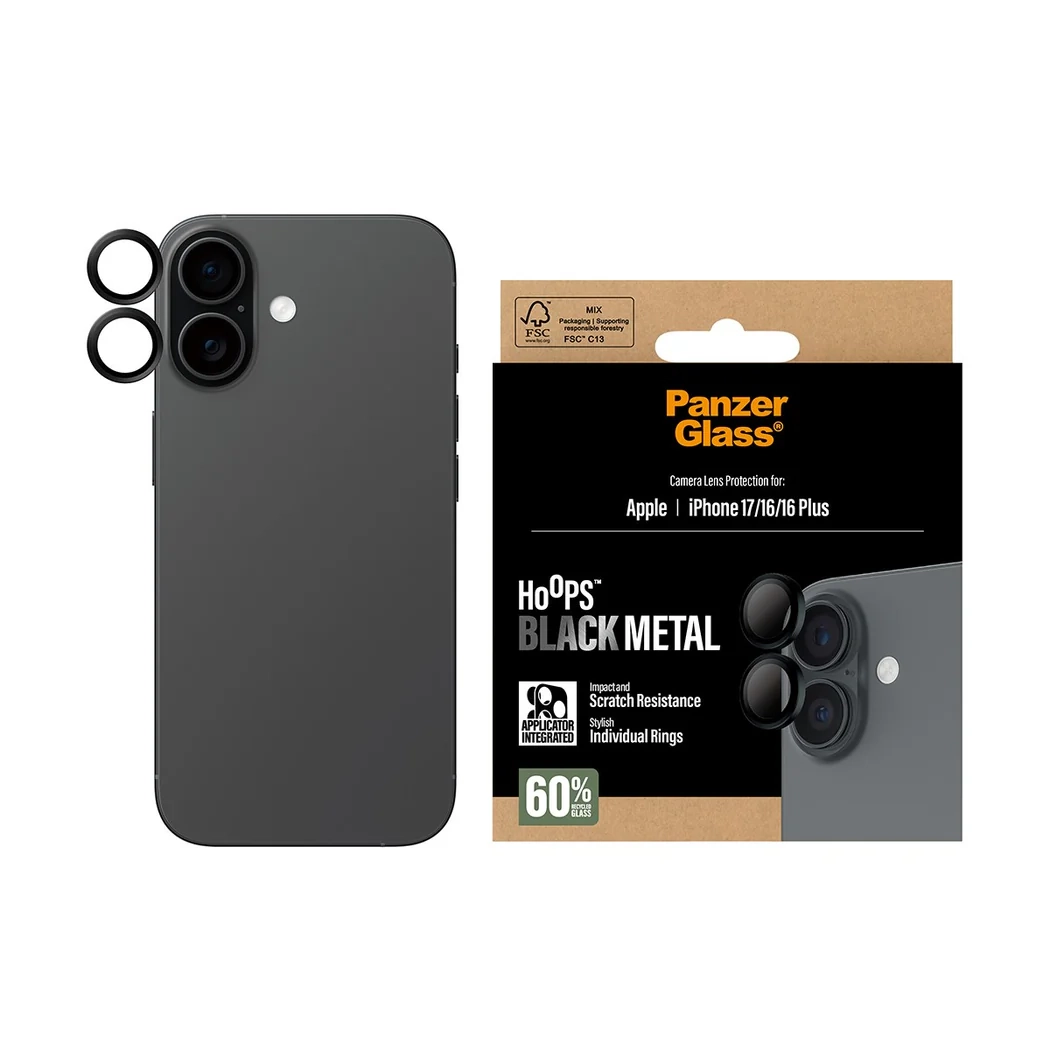 Hoops iPhone 17 Kameraschutz Objektiv Ring Protector Abdeckung (PG55024) - Schwarz