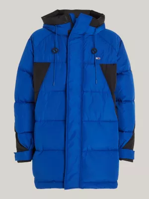 Parka puffer oversized com blocos de cores