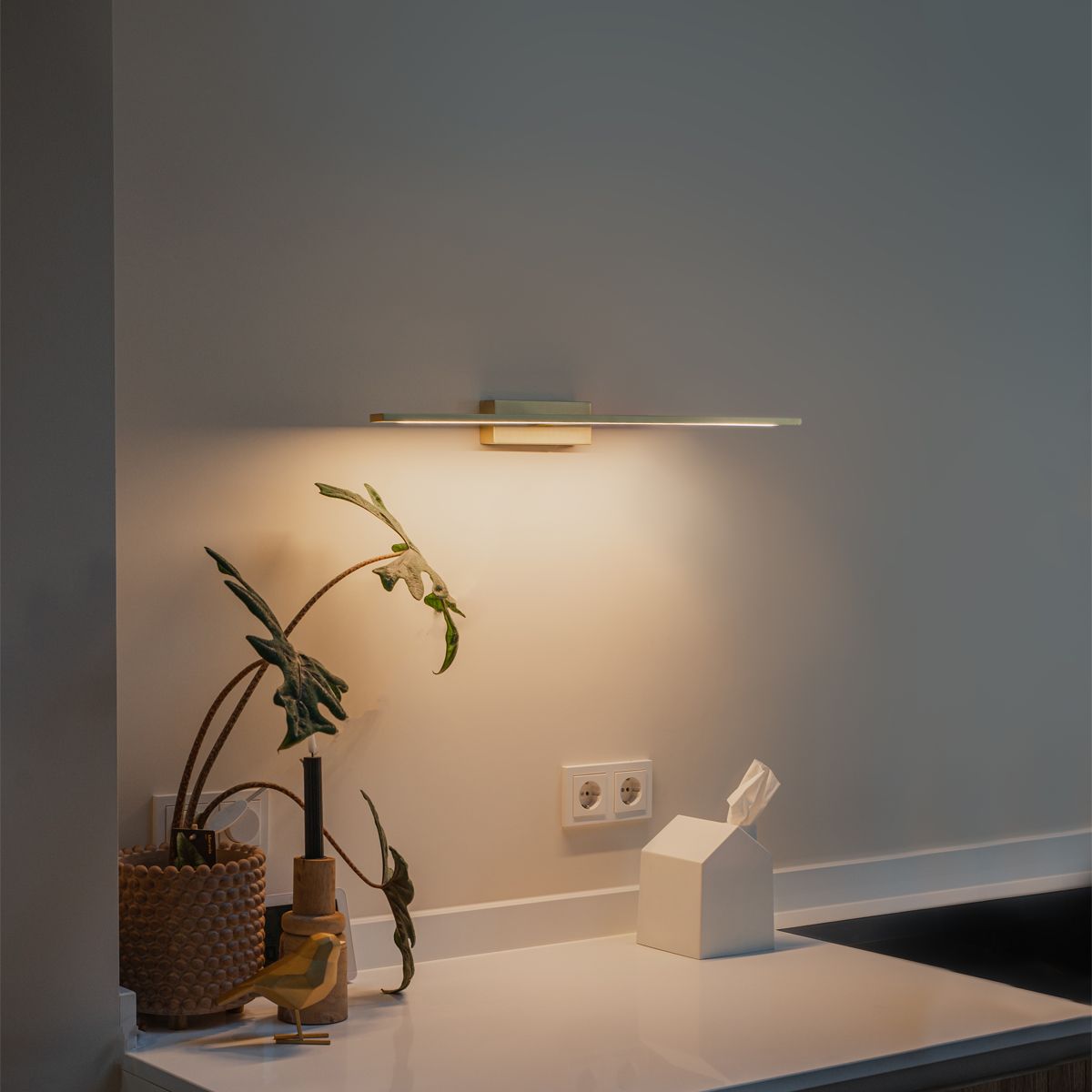 Wandlamp messing 62 cm incl. LED IP44 - Jerre