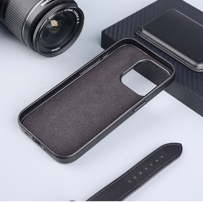 iPhone 15 MagSafe Leder Case Schutzhülle - Schwarz