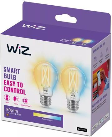 WiZ Filamentlamp Slimme LED Verlichting  - Warm tot Koelwit Licht - E27 - 60W - WiFi - 2 stuks