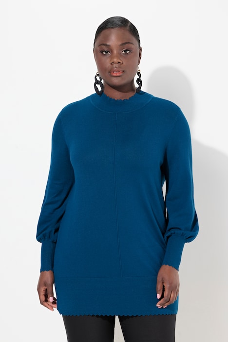 Pullover, Muschelsaum, Stehkragen, Langarm