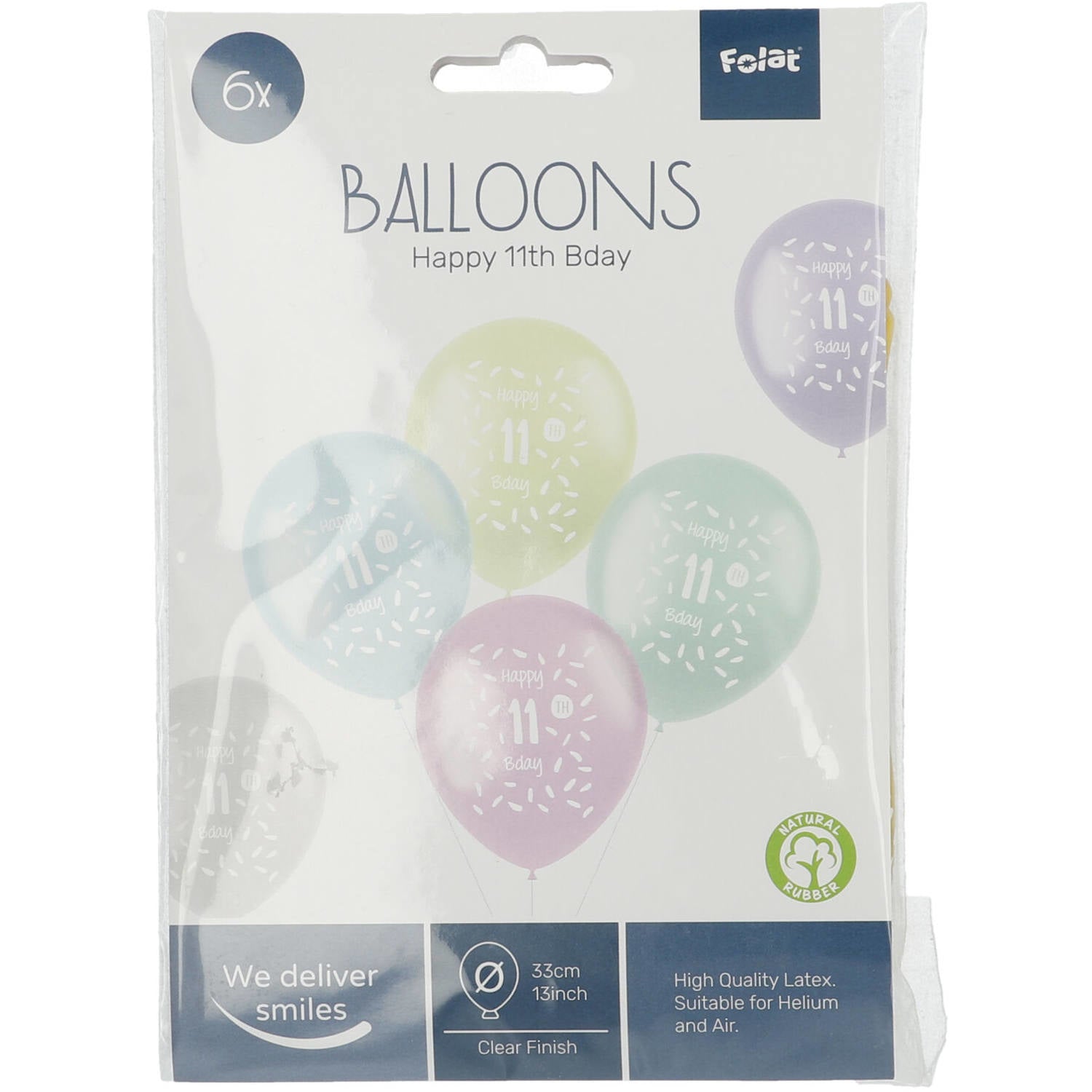 Ballonnen Happy 11Th Bday 33cm 6st