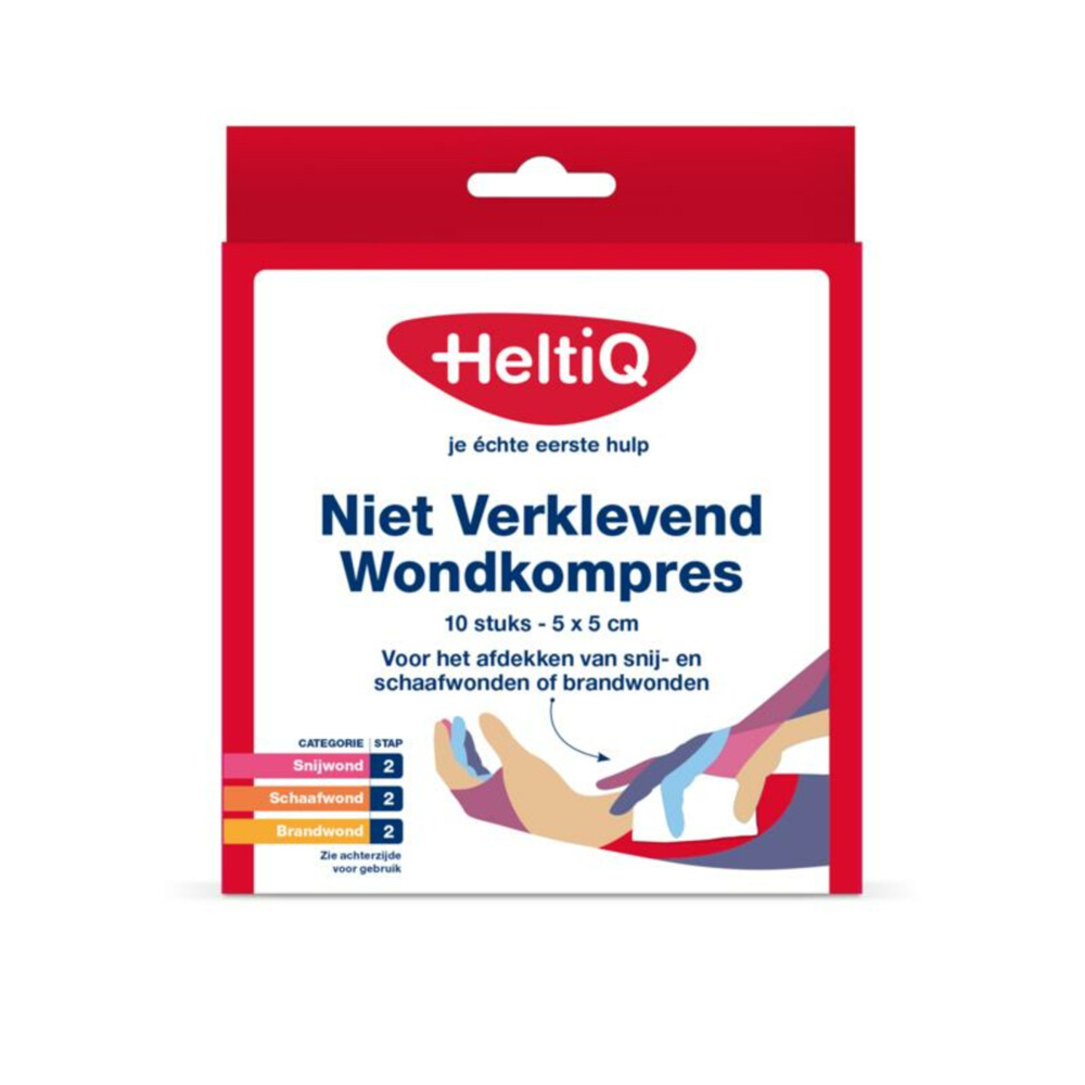 HeltiQ Niet Verklevend Wondkompres 5 x 5 cm10 stuks