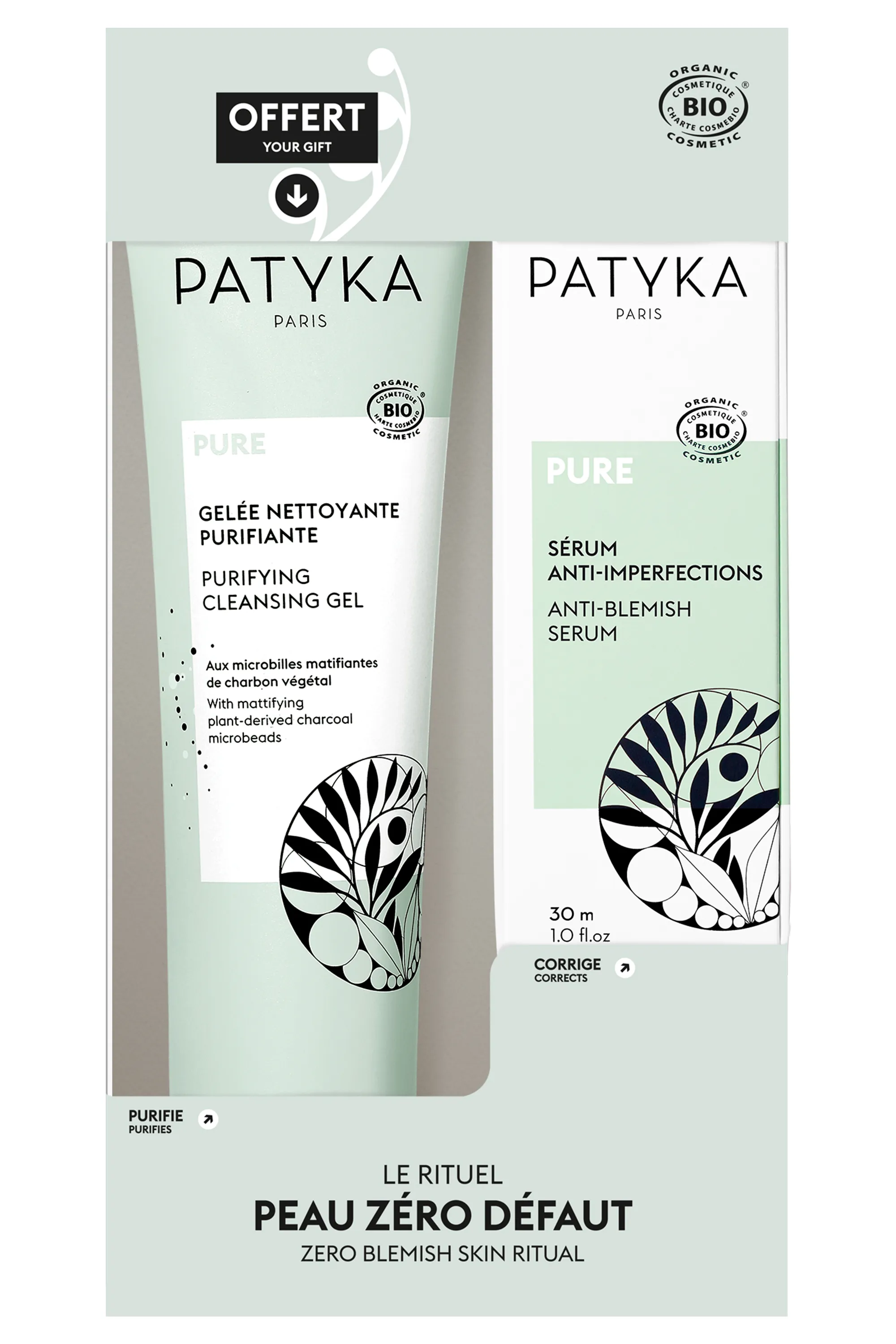 Patyka Coffret Le rituel peau zéro défaut avec gelée nettoyante offerte-180 ml