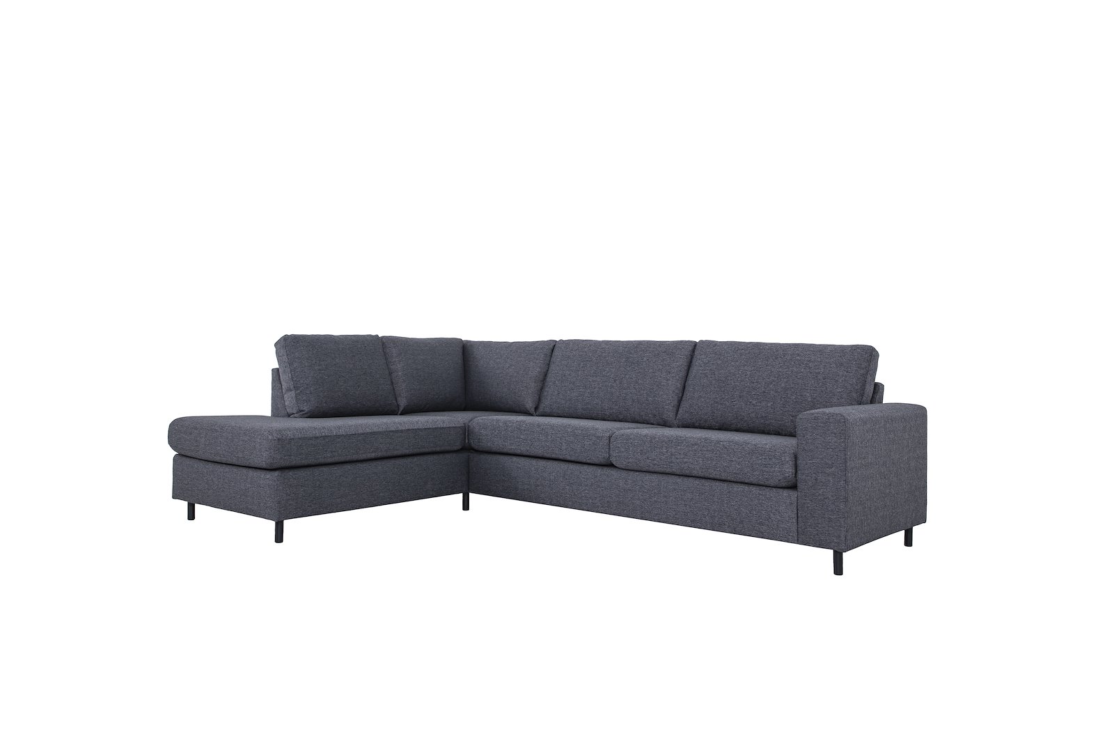 Copenhagen hjørnesofa 3-seter DUO med åpen ende venstre. Tekstil Hygge 97 Antrasitt med sorte ben