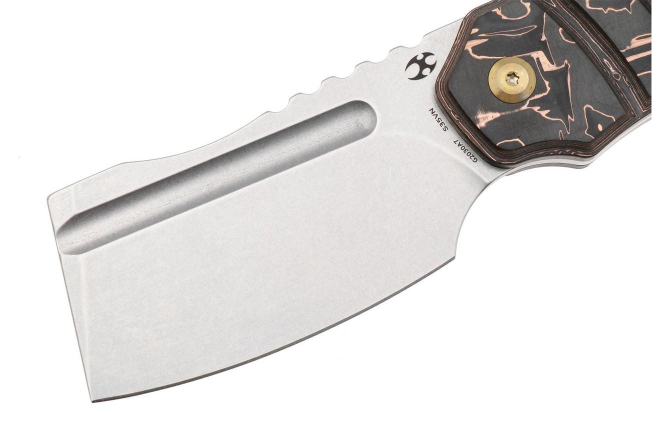Kansept Korvid S G2030A7 Stonewashed CPM S35VN, Copper Carbon Fiber, vaststaand mes, Justin Koch design