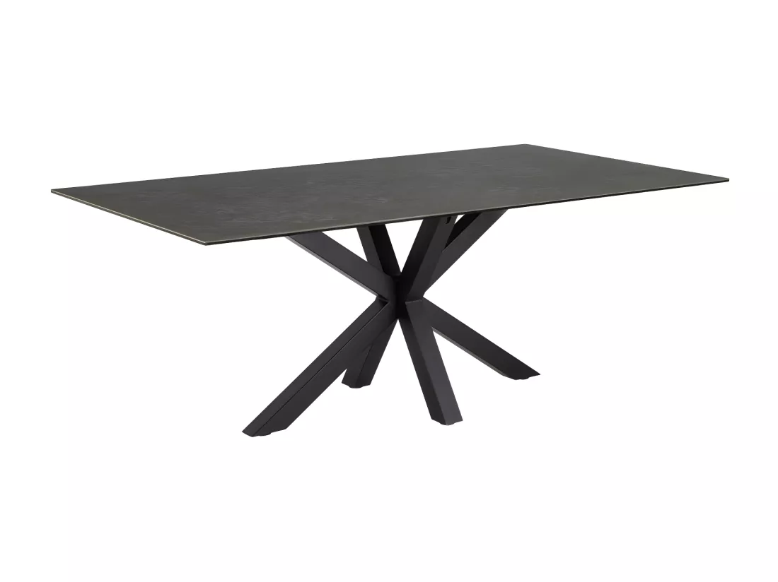 Eurame - Table à manger 8 personnes en céramique et métal - Noir