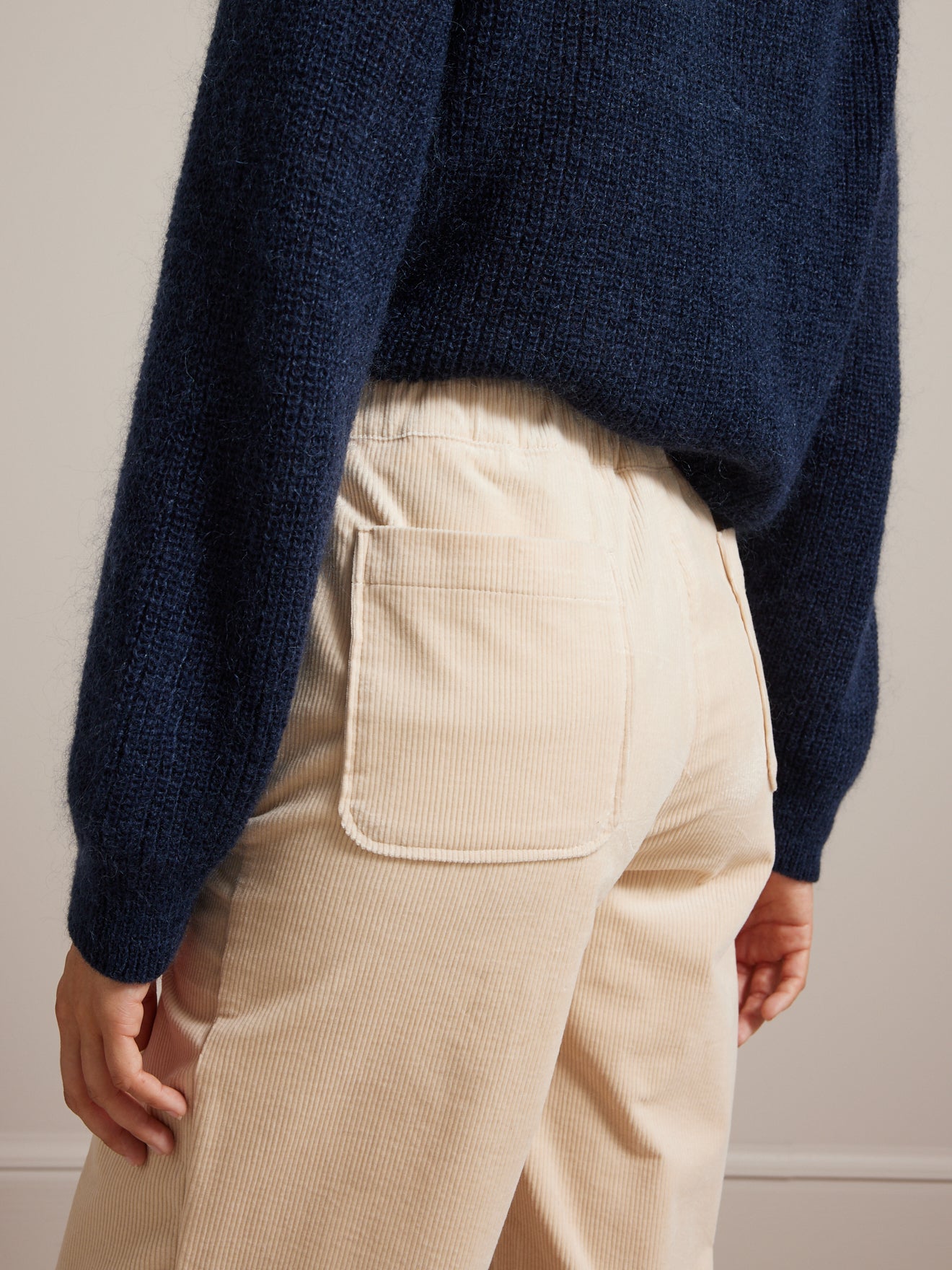 Pantalon large taille élastiquée velours femme Lucie