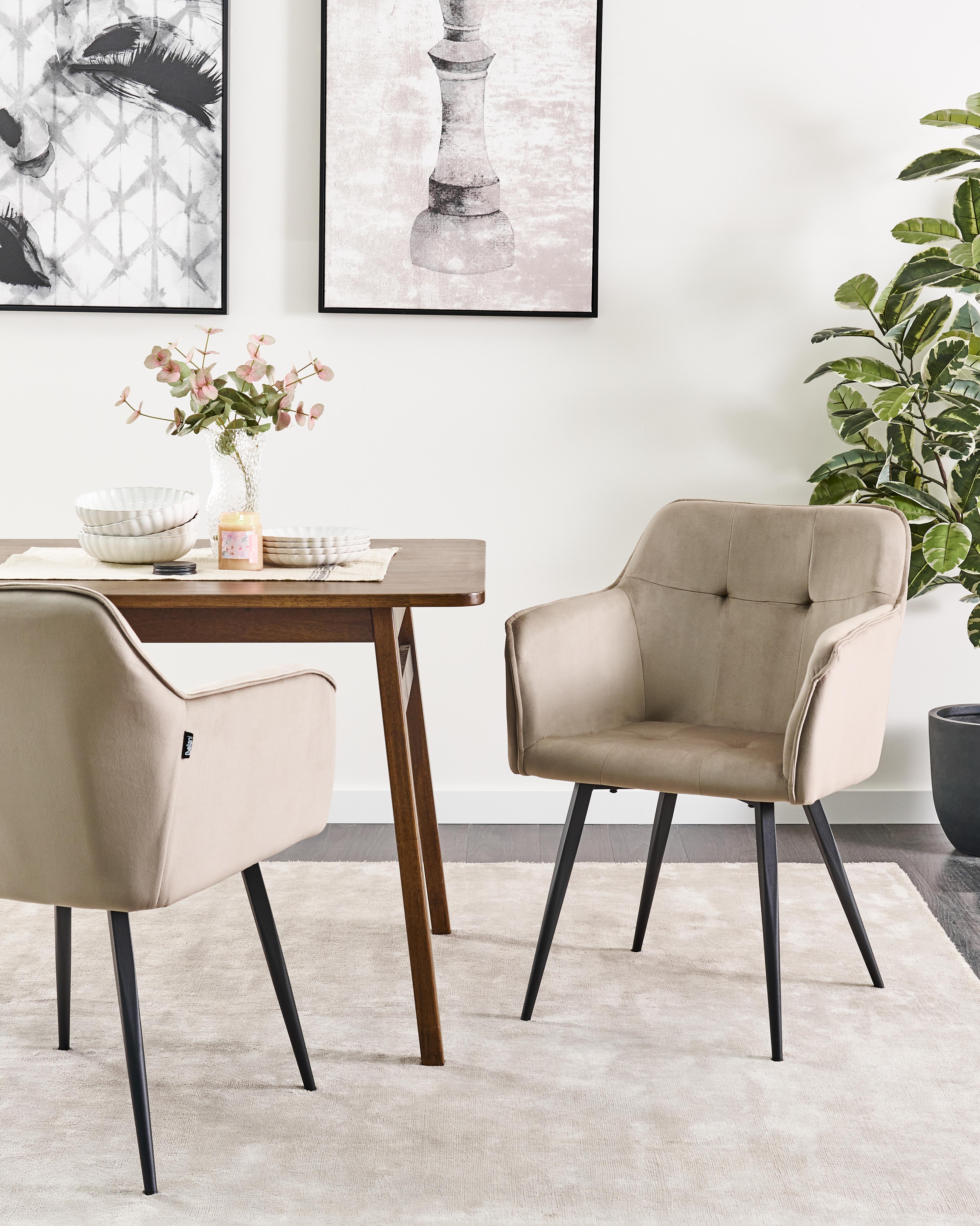 Set van 2 eetkamerstoelen JASMIN Fluweel Taupe