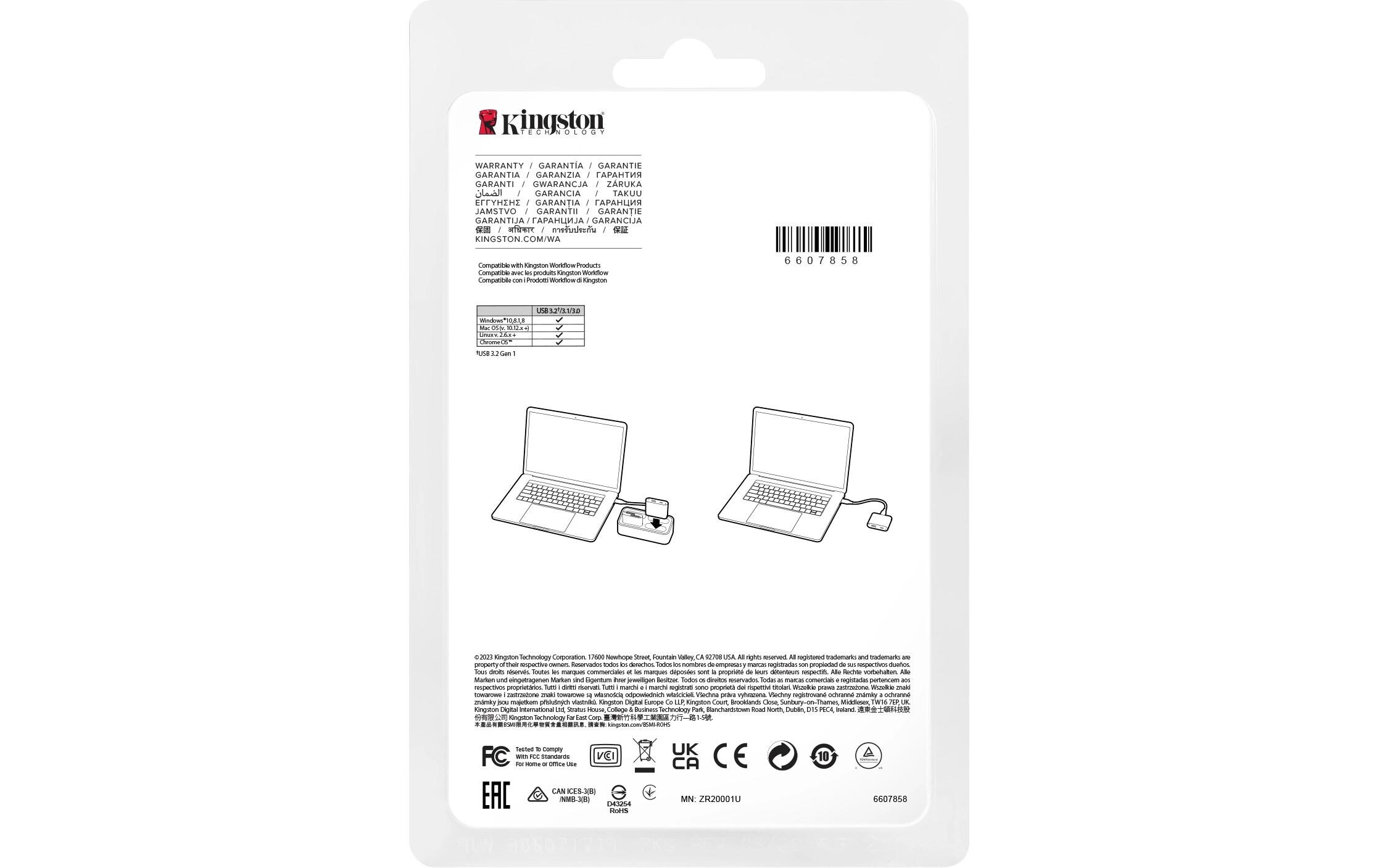 Card Reader Extern Workflow miniHubUSB-Hub mit USB-A und USB-C Anschluss zu Kingston Workflow Sation