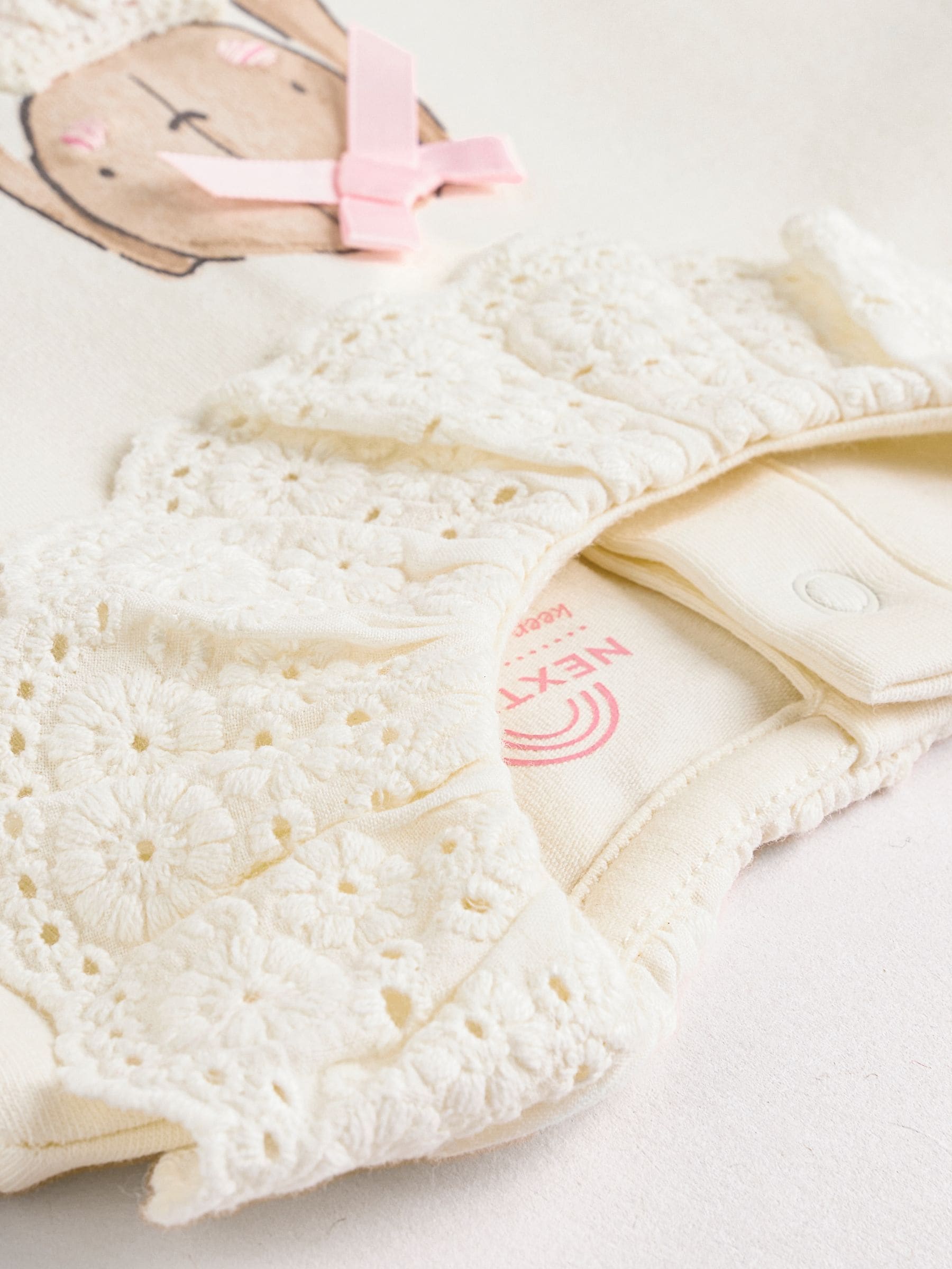 Wit/roze/konijn/bloemenprint - Set met lange mouwen en legging voor baby's (0mnd-2jr)