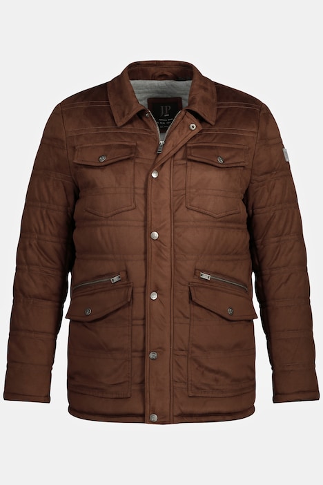 Steppjacke, Outdoor, Mikro-Suede, Hemdkragen, viele Taschen, warm gefüttert