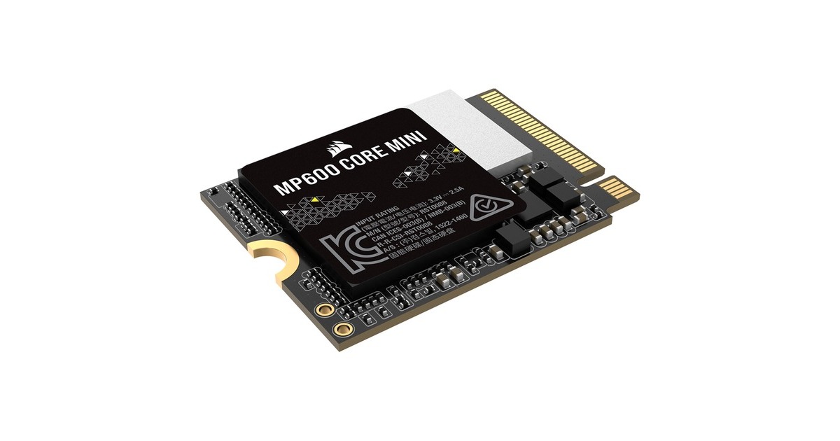 CorsairMP600 CORE MINI 2 TB SSD  (Zwart, PCIe 4.0 x4, NVMe 1.4, M.2 2230)
