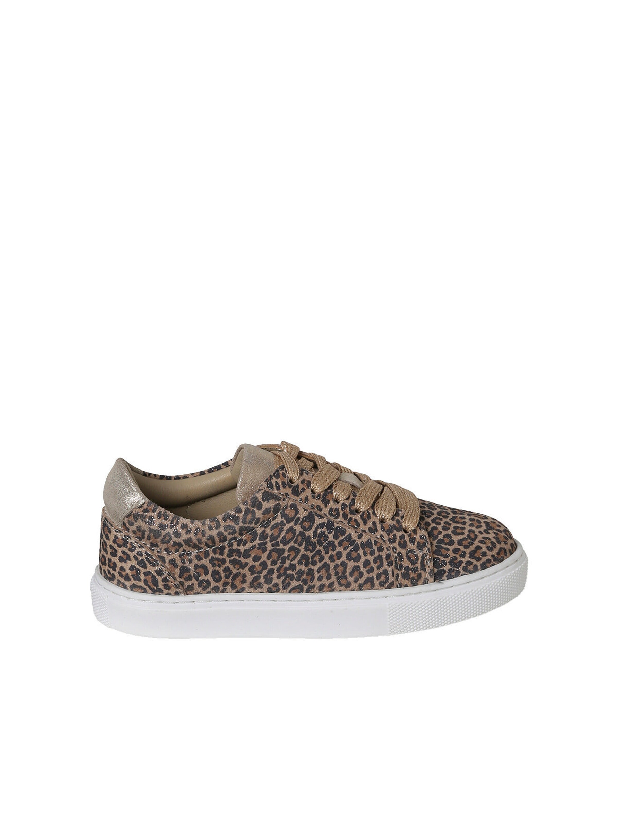 Vertbaudet Kinder Ledersneakers mit Schnürung beige bedruckt