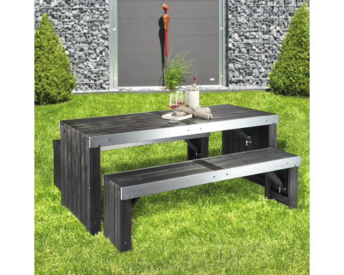 Provence houten tuinset, 8-zits, 3-delig, grijs