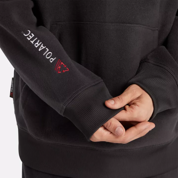 Casaco polar masculino com meio zíper Polartec Série 200 na cor preta.
