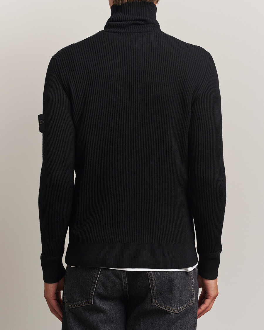 Stone Island Full Rib Wool Turtleneck Black