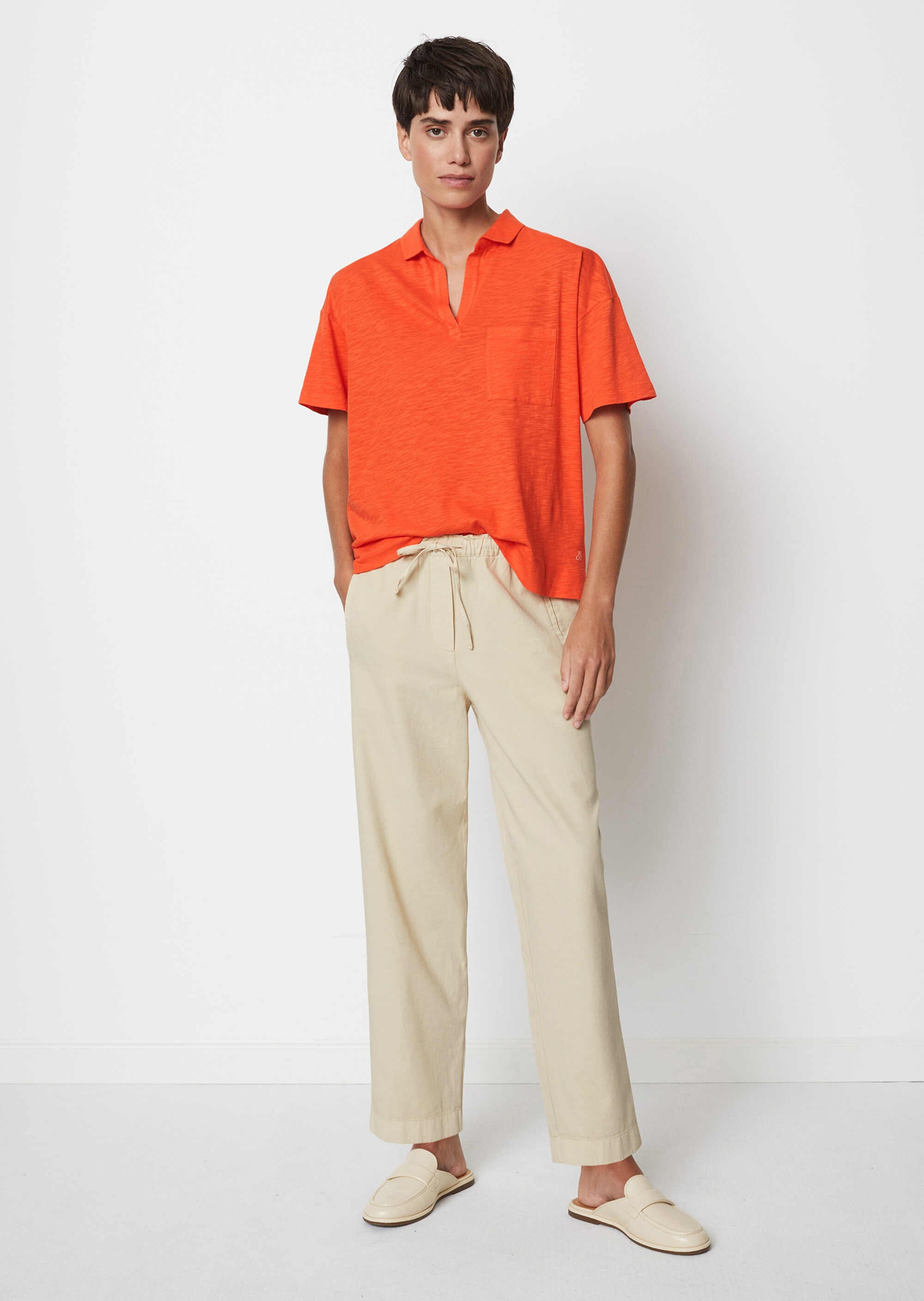 Polo-T-Shirt regularaus Organic Cotton-Viskose-Mix