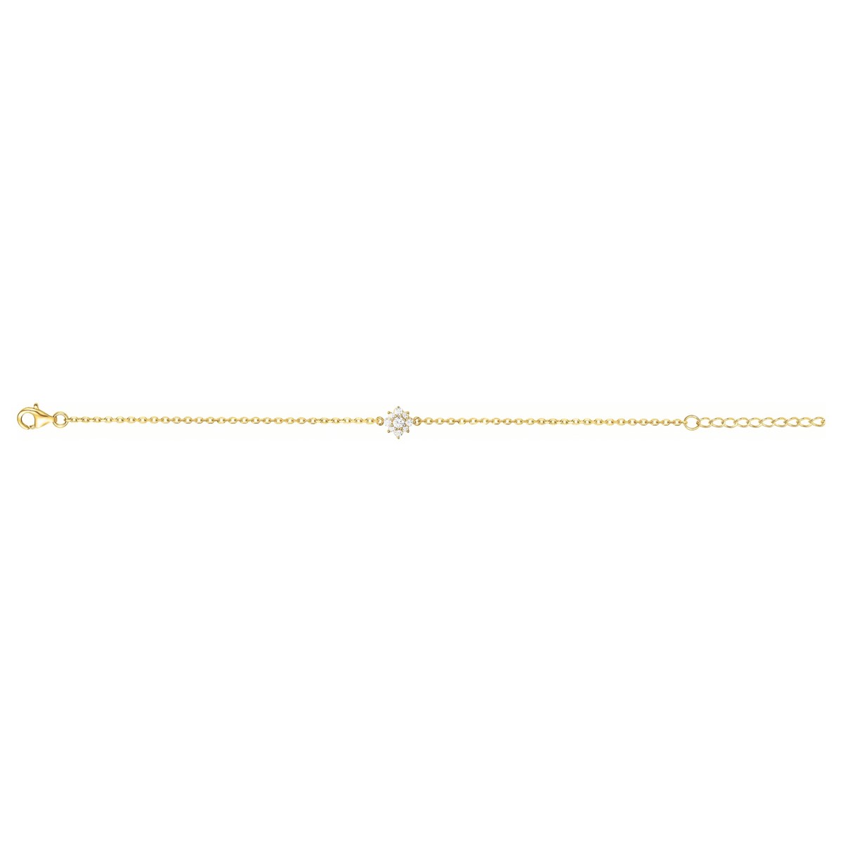Bracelet souple mono-motif en Plaqué Or avec oxyde de zirconium blanc