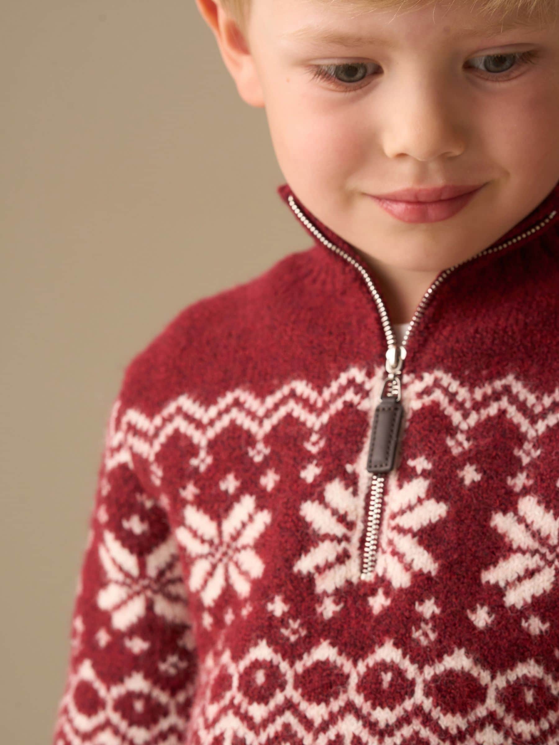 Rood - Angel & Rocket Oakley Fairisle trui met ritskraag