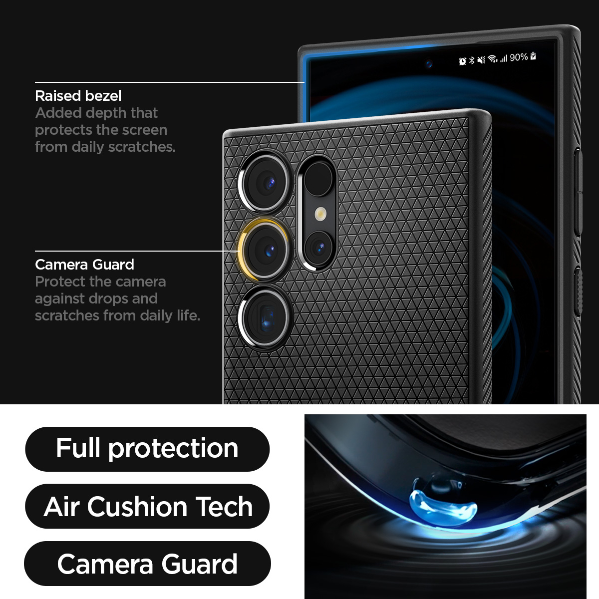Samsung Galaxy S24 Ultra Liquid Air Case Gummi Hülle (ACS07287) - Schwarz (Matt)