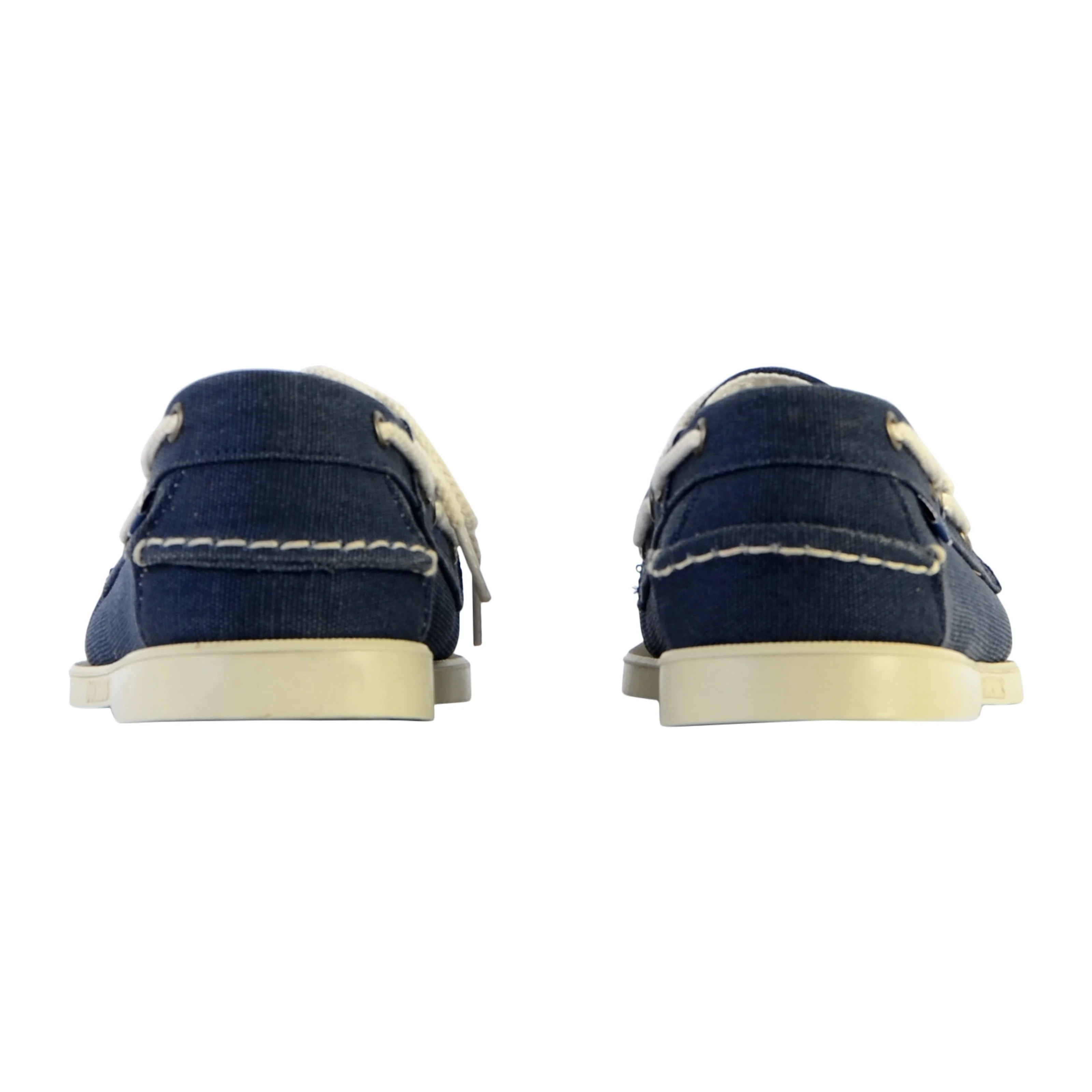 Mocassin basse cuir sebago portland 10oz washed canvas | Bleu