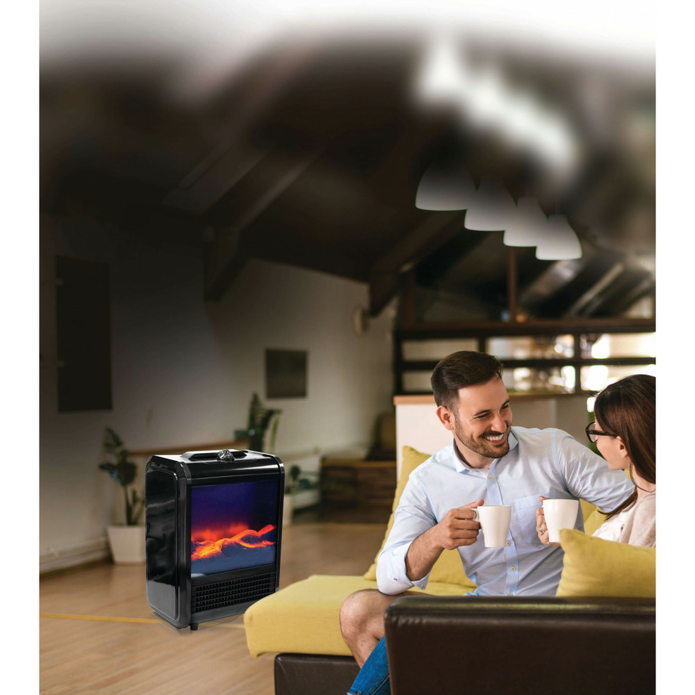 Cheminée noir max heater - cheminée compacte et portable - noir