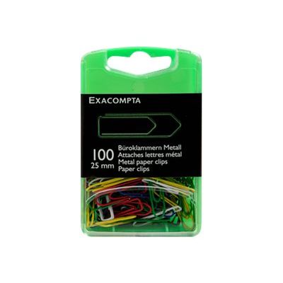Exacompta - 100 Trombones attaches-lettres - 25 mm - couleurs assorties