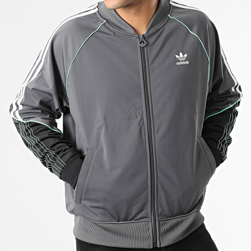 Veste Zippée A Bandes Tricot SST HI3002 Gris