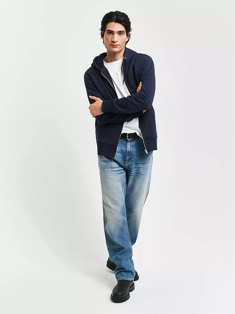 GANT Kapuzensweatjacke dunkelblau
