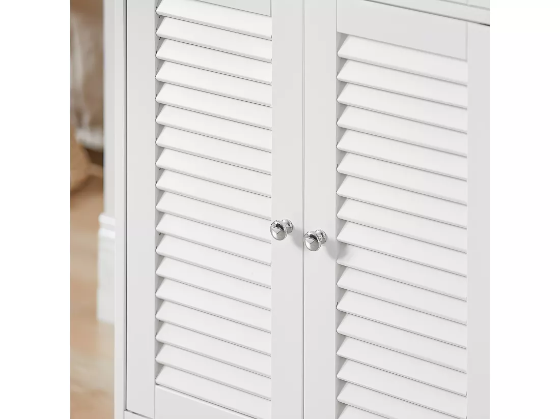 Meuble Bas de Salle de Bain Armoire Toilette Buffet Commode – Blanc, FRG238-W