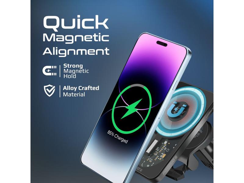 Promate Smartphone-Halterung LucidMount-15 Kabelloses Ladegerät mit Magnethalterung