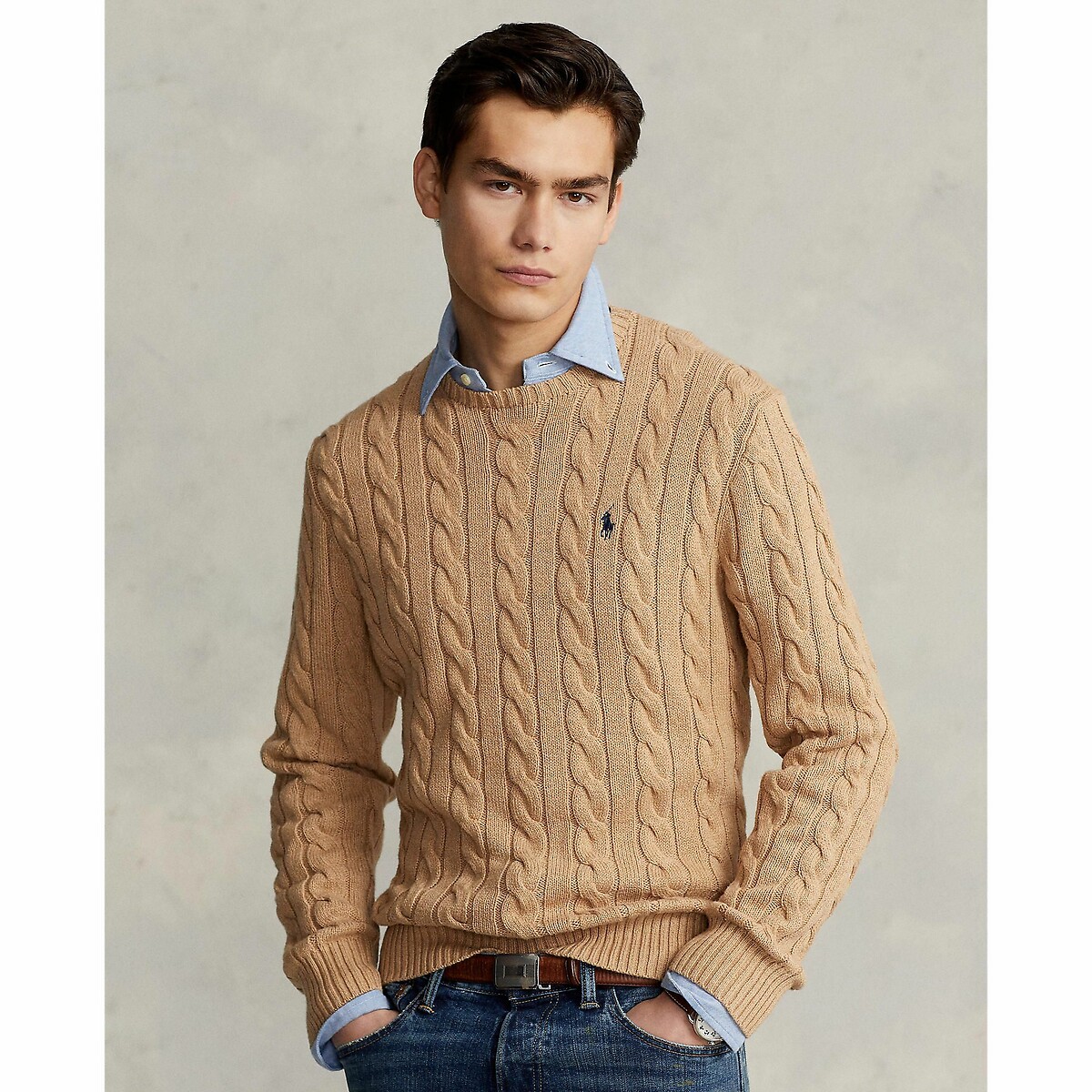 POLO RALPH LAUREN<br>Suéter de algodão trançado